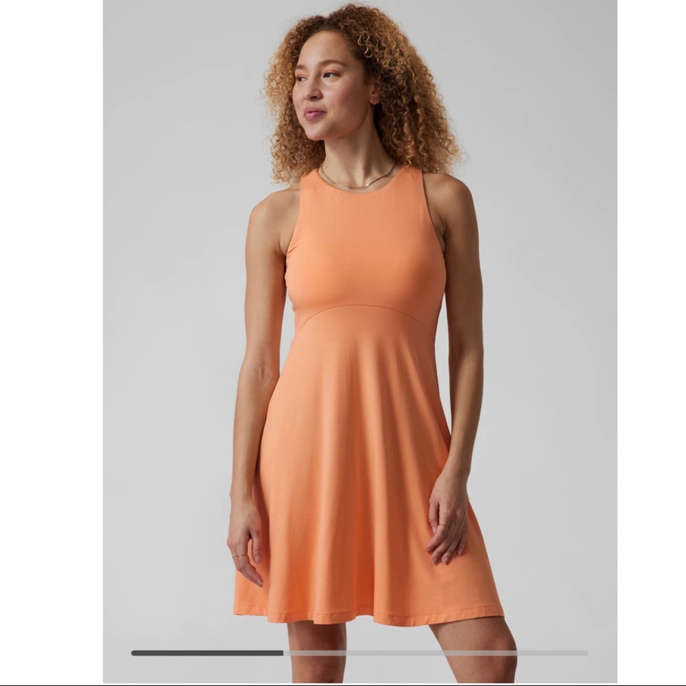 ATHLETA Santorini Thera Dress Sleeveless Orange Peach Flowy Stretch size large